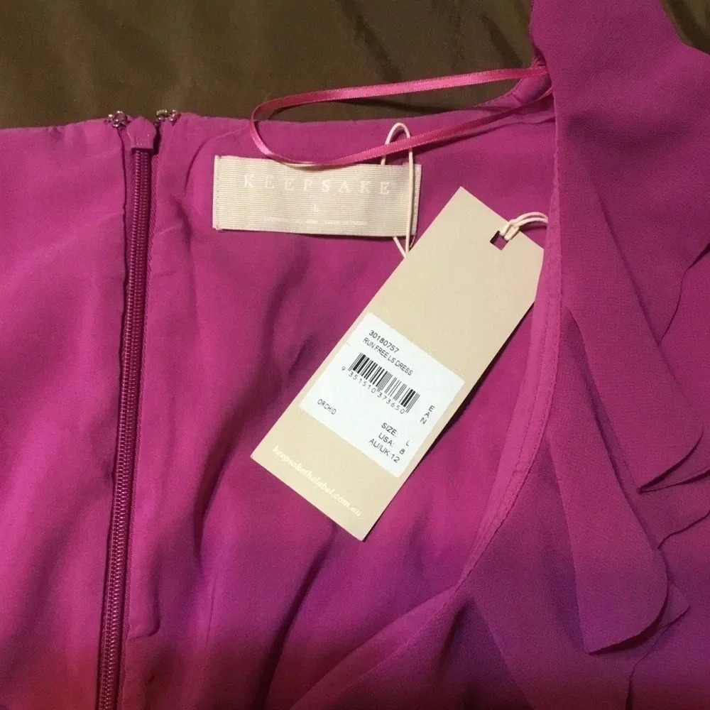 KEEPSAKE magenta long sleeve ruffled dress - Picture 7 of 8